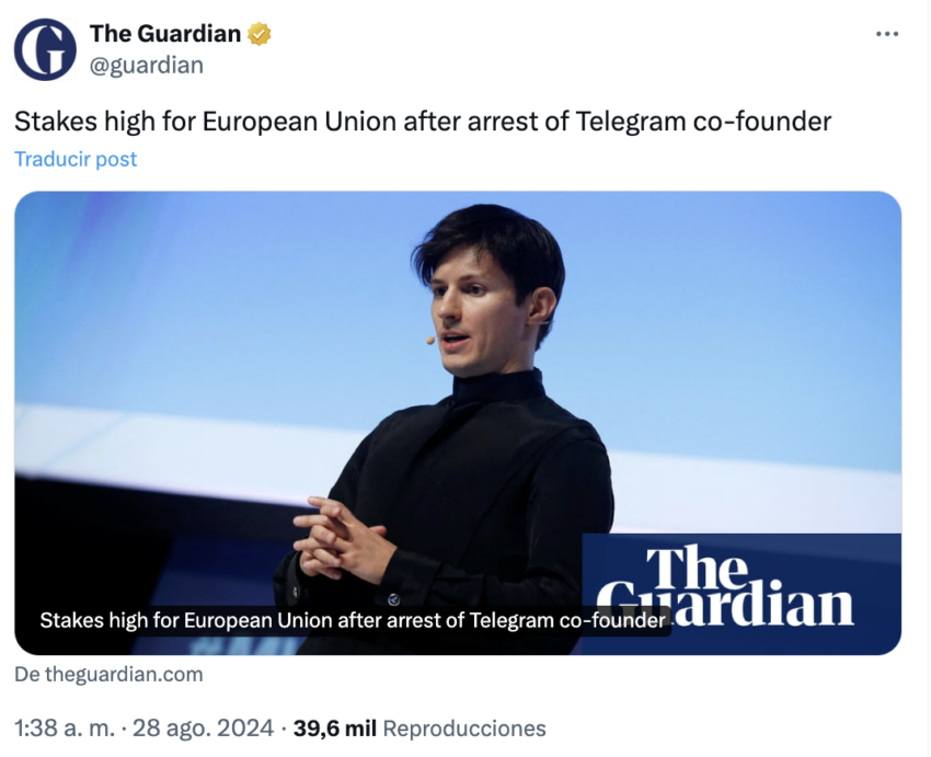 La cobertura sobre el CEO de Telegram. 